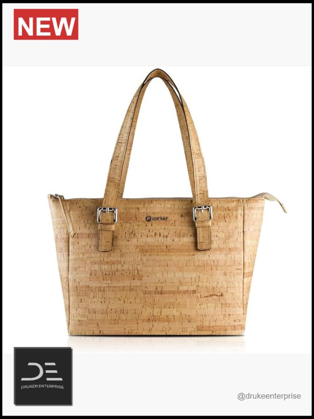 Vegan Cork Satchel Handbag - Medium Roomy Purse with Pockets